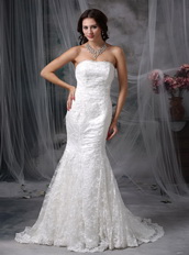 Modest Mermaid Strapless Lace Wedding Dress With Jacket Low Price